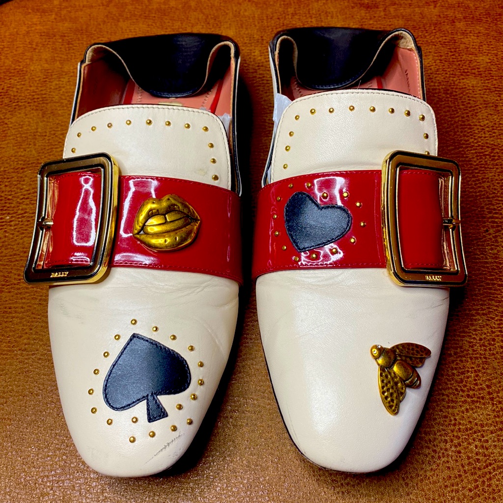Bally Red And Cream Loafers With Gold Details
